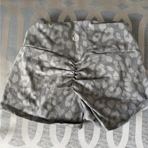Ryderwear Women's Athletic Shorts in Gray Leopard Print